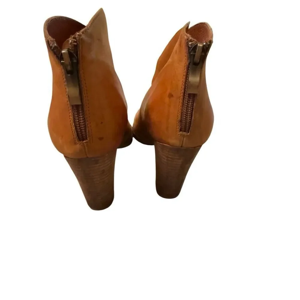 Antelope Tan Leather Ankle Booties